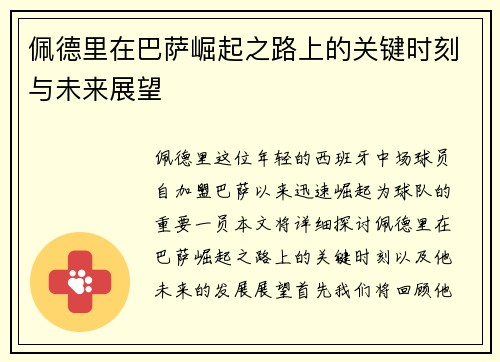 佩德里在巴萨崛起之路上的关键时刻与未来展望